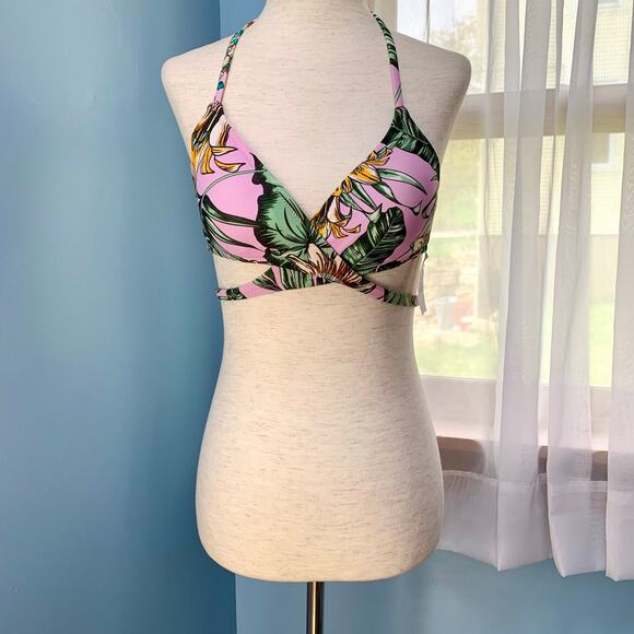 J. Crew Factory Tropical Print Wrap Bikini Top Size XS - Picture 1 of 6